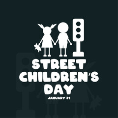 Street Children's Day. January 31. Flat design vector. Poster, banner, card, background.