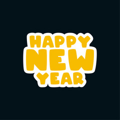 Happy new year text design vector. Flat design vector.