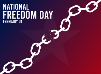 National Freedom Day design vector. February 01. Broken chain. Gradient red and blue color. Poster, banner, card, background.