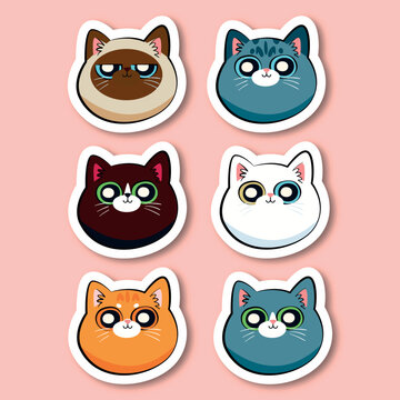 cute cate face flat illustration