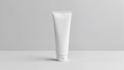 Minimalist White Cosmetic Tube on Clean Studio Background with Copy Space