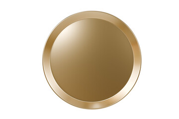 3d Round golden plate with smooth texture icon. Luxurious dining and elegant presentations concept. Minimal Round golden plate a sleek reflective surface Isolated on transparent background. 3d render.
