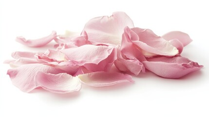Fototapeta premium A detailed shot of delicate pink peony flowers with their voluminous petals, isolated white background, minimalistic art style