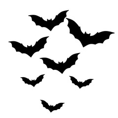 Fototapeta premium Crowd of flying bats. Halloween clipart.