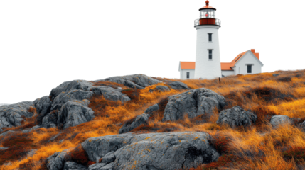 lighthouse on the coast of state on white background