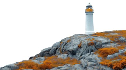 lighthouse on the coast of state on white background