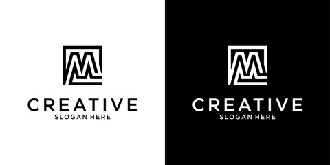MM or M initial letter logo design vector