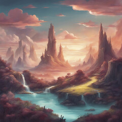 fantasy landscape background illustration