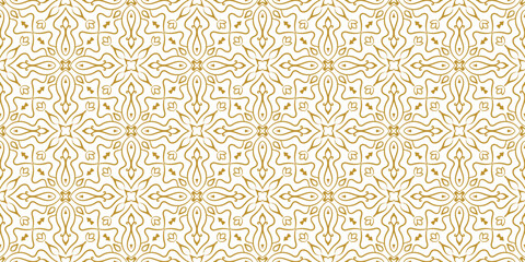 Fototapeta premium Golden luxury seamless vector decorative pattern in swirl style.
