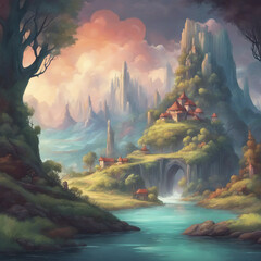 fantasy landscape background illustration