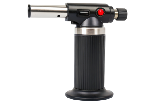 Black and silver kitchen torch isolated with transparent background