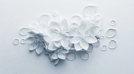 Delicate white flowers minimalist setting artistic presentation