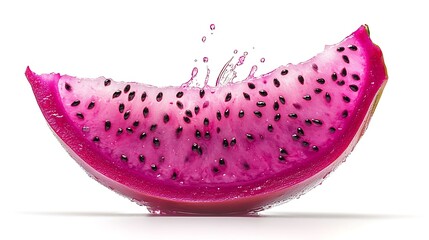 Sliced dragon fruit splashing water nature food photography
