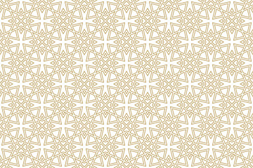 Golden luxury seamless vector pattern. Arabic Islamic Ramadan double line Gold geometric tile pattern for Wedding invitation card