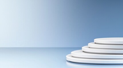 Obraz premium Showcasing Modern Design Elements on Circular Platforms Minimalist Studio Setting Architectural Presentation