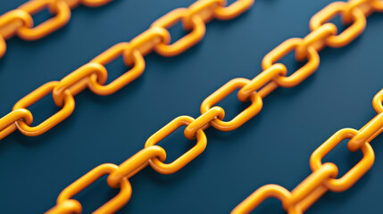Fototapeta premium Supply chain management logistics technology. Close-up of vibrant orange chains against a dark background showcasing texture and detail.
