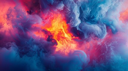Abstract clouds in vibrant orange and blue hues