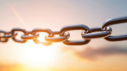 Obraz premium Connecting chains under sunset industrial landscape photography nature