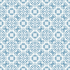 Luxury blue seamless vector pattern. Arabic Islamic Elegant floral or linear flower swril tile pattern for Wedding invitation card