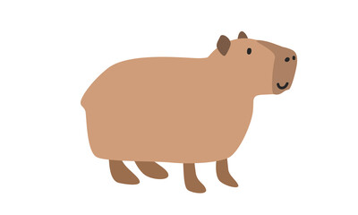 Cute capybara cartoon clipart. Greater capybara vector illustration in flat style. Hand-drawn wild animal concept