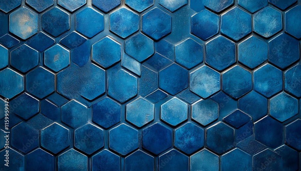 Aufkleber Abstract blue hexagon pattern texture background. (1)