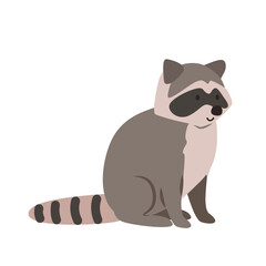 Common raccoon cartoon clipart. Northern raccoon vector illustration in flat style. Hand-drawn wild animal concept
