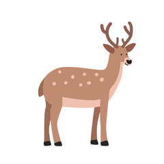 Axis deer cartoon clipart. Chital deer or spotted deer vector illustration in flat style. Hand-drawn wild animal concept