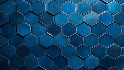 Blue hexagon tile texture background.