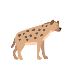 Spotted hyena cartoon clipart. Hyena vector illustration in flat style. Hand-drawn wild animal concept
