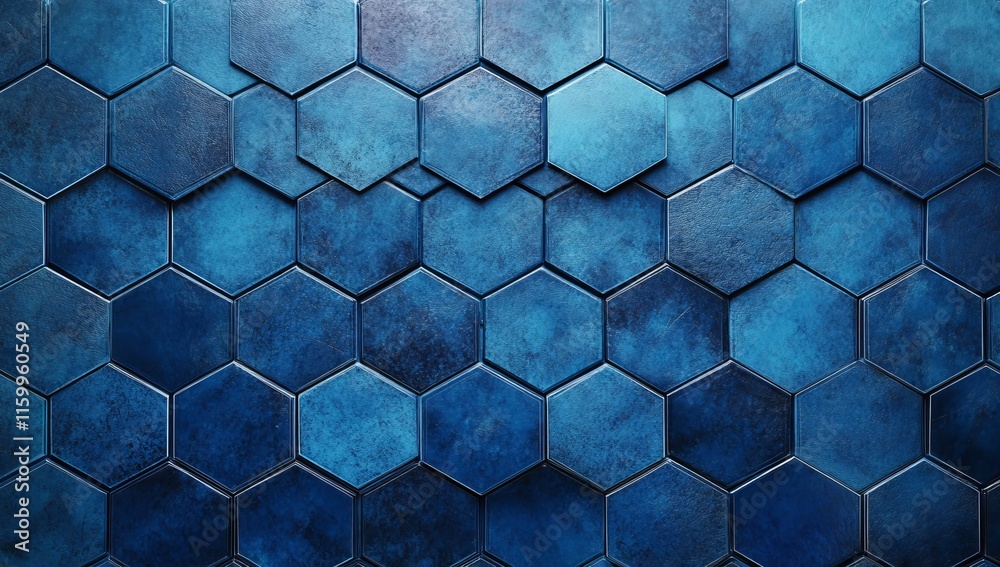 Poster abstract blue hexagon tile texture background.