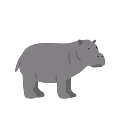 Hippopotamus cartoon clipart. Hippo vector illustration in flat style. Hand-drawn wild animal concept