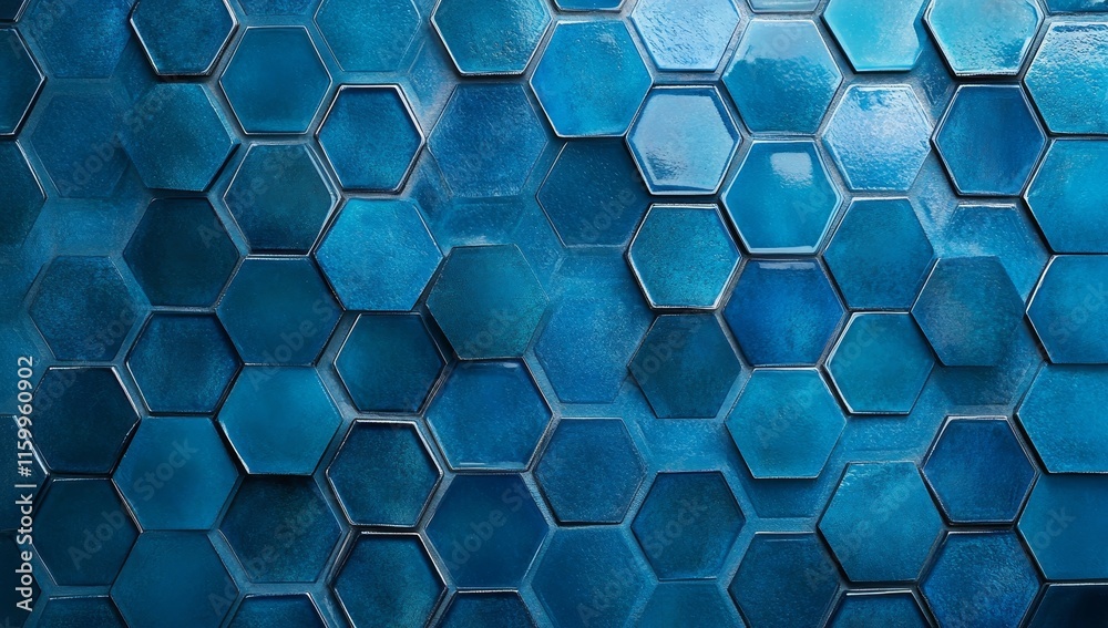 Poster abstract blue hexagon tile pattern background. (1)