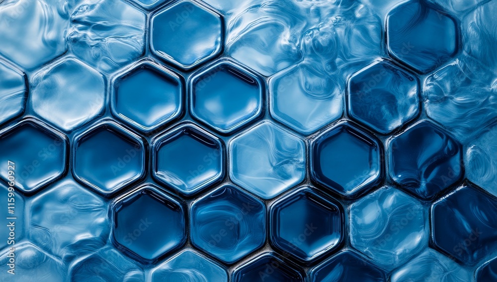 Poster Abstract blue hexagonal pattern background.