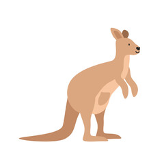 Kangaroo cartoon clipart. Kangaroo vector illustration in flat style. Hand-drawn wild animal concept