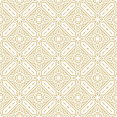 Golden luxury seamless vector pattern. Arabic Islamic Gold elegant square style tile pattern for Wedding invitation card