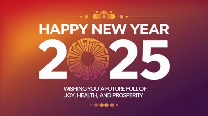 A modern vector template for a 2025 Happy New Year greeting card and social media banner. Sleek, festive design perfect for holiday wishes and digital promotions.