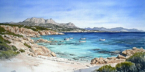 Greece style art, A picturesque image showcasing Crete's rugged coastline, highlighting its natural beauty and idyllic scenery, perfect for travel or nature-themed projects.