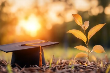 A serene image of a graduation cap in the air, marking the importance of educational milestones