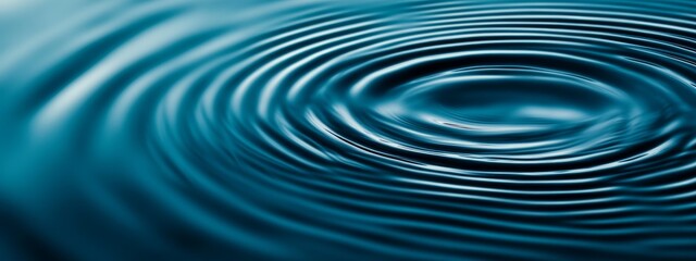 Abstract concentric ripples on dark blue water surface.
