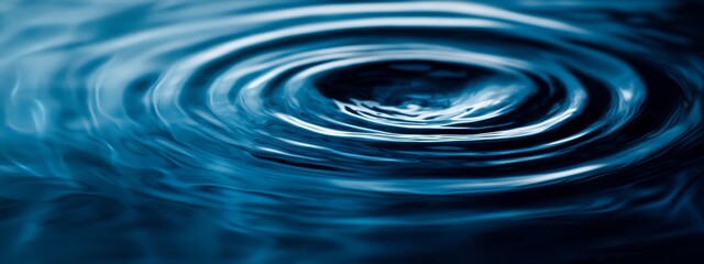 Abstract concentric ripples on dark blue water surface. (1)