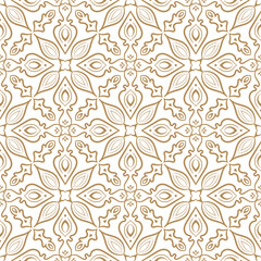 Fototapeta premium Golden luxury seamless vector flower pattern. Arabic Islamic Ramadan Gold floral pattern for Wedding invitation card.