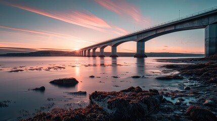 Fototapeta premium Serene Reflections. Tranquility and beauty of the morning sky reflected on water