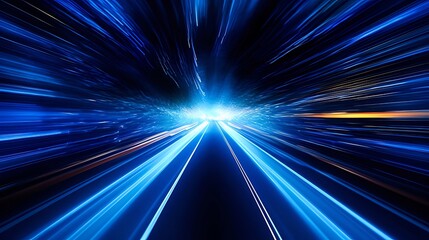 Abstract blue light streaks depicting high-speed movement, conveying concepts of speed, technology, and progress.