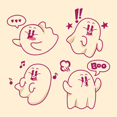 Halloween ghost collection in hand drawn style