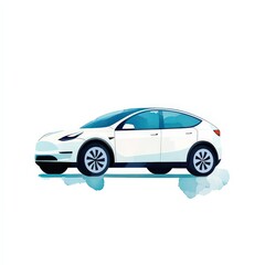 Electric cars, future transport, white background
