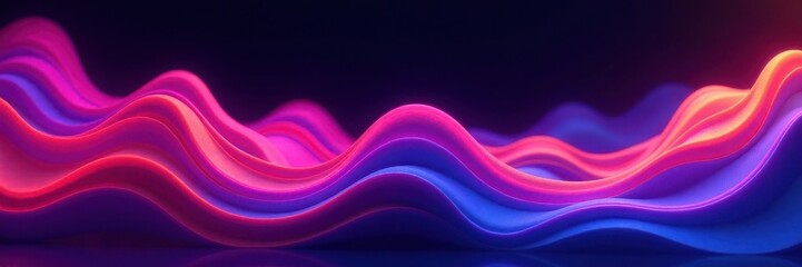 Obraz premium Fluid, swirling neon gradients on black background, effect, style