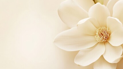 Obraz premium Lovely magnolia petals in ivory-white, on a subtle and calm cream background, Minimalist style