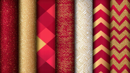 Red and gold geometric patterns with vibrant glowing textures