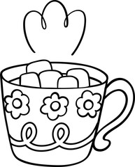 Groovy Winter Hot Chocolate with marshmello Coloring Image