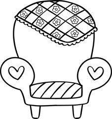 Cute Groovy Sofa Doodle Coloring Image